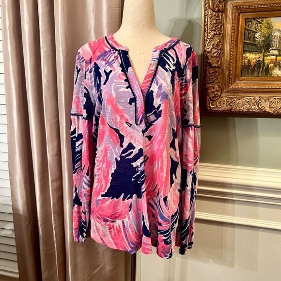 EUC Lilly Pulitzer Kalissa Tunic Top Blouse Shirt in Paradise Point Size MEDIUM - Picture 2 of 2